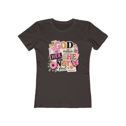 Christian Graphic Tee — "God is Within Her, She Will Not Fail" Women's Shirt