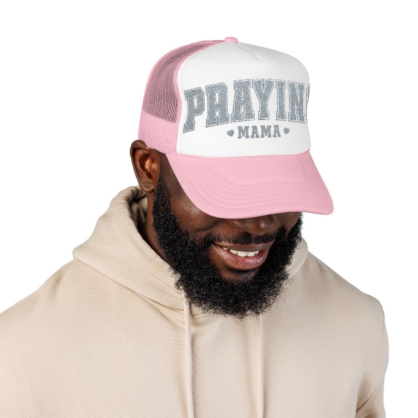 Praying Mama Foam Trucker Hat, Stylish Embroidered Cap, Gift for Moms, Summer Fashion, Casual Wear, Faith-Based Gift
