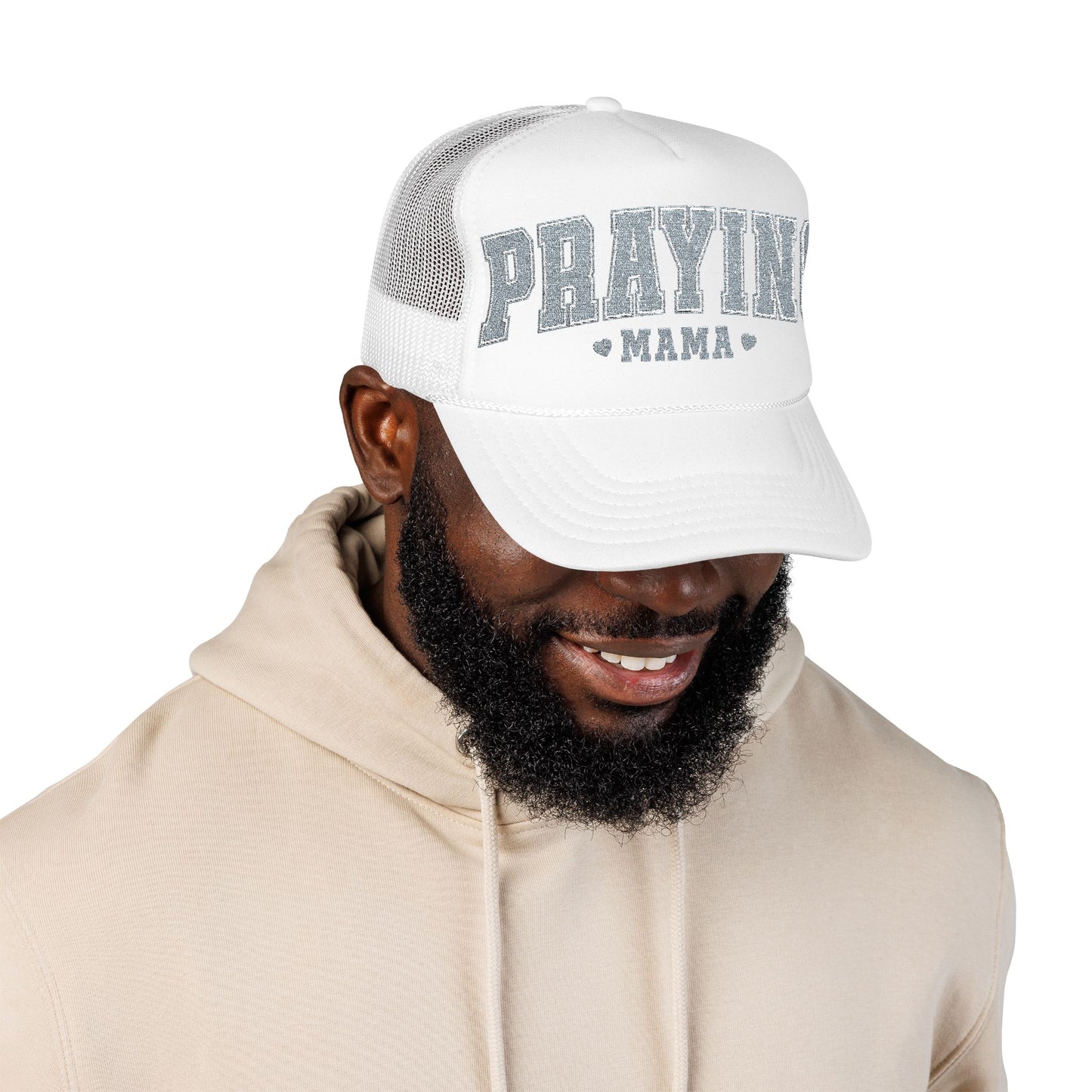 Praying Mama Foam Trucker Hat, Stylish Embroidered Cap, Gift for Moms, Summer Fashion, Casual Wear, Faith-Based Gift