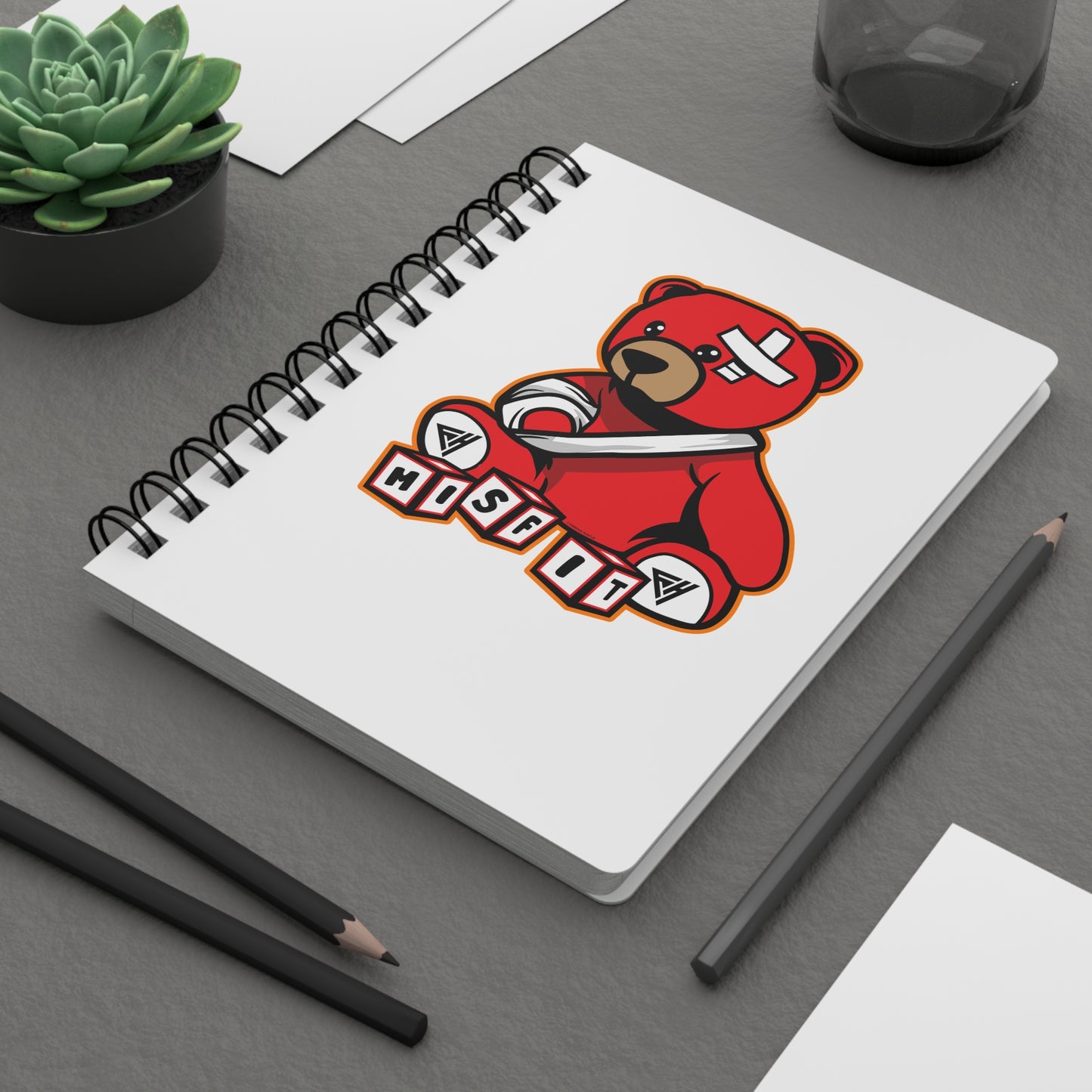 Bandaged Teddy Bear Journal — 'WISFIT' Cute Injured Bear Spiral Notebook