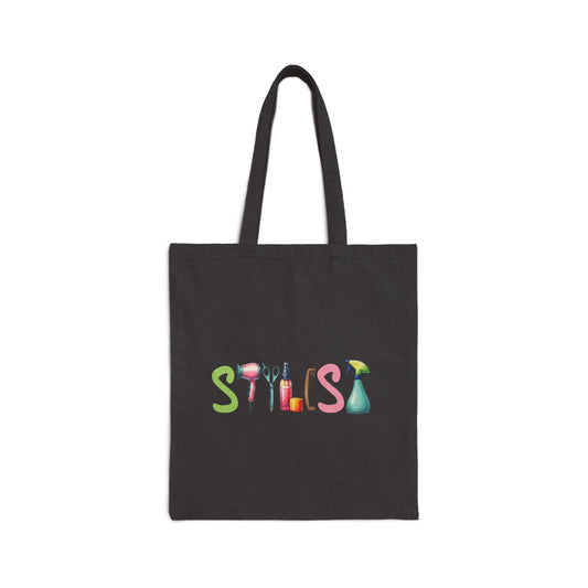 Stylist Tools Canvas Tote Bag — Cute Hairdresser Cosmetic Icons