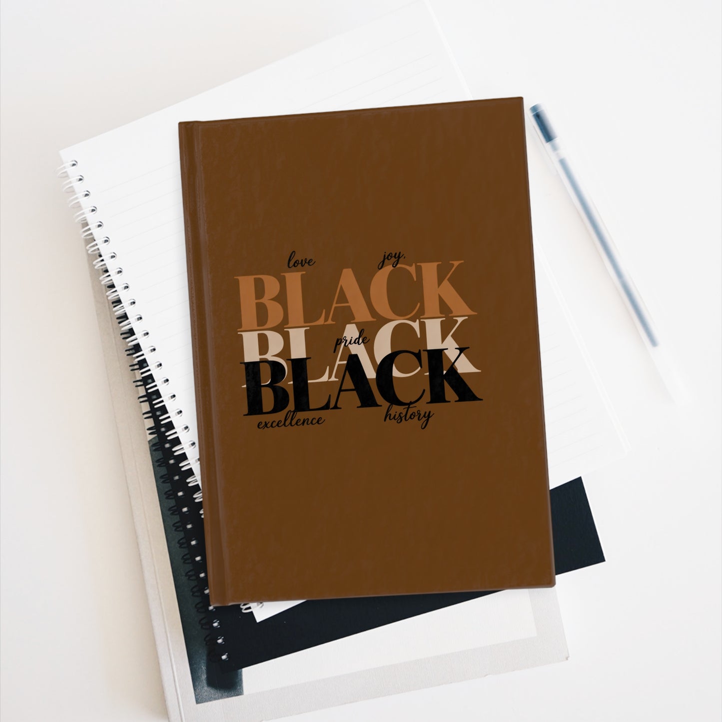 Black Pride Ruled Journal — 'Black' Typographic Empowerment Notebook