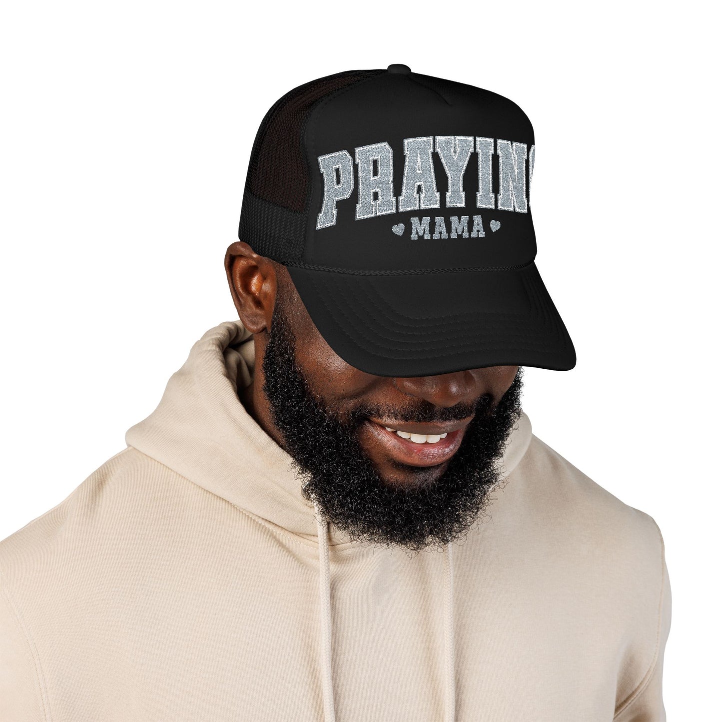 Praying Mama Foam Trucker Hat, Stylish Embroidered Cap, Gift for Moms, Summer Fashion, Casual Wear, Faith-Based Gift