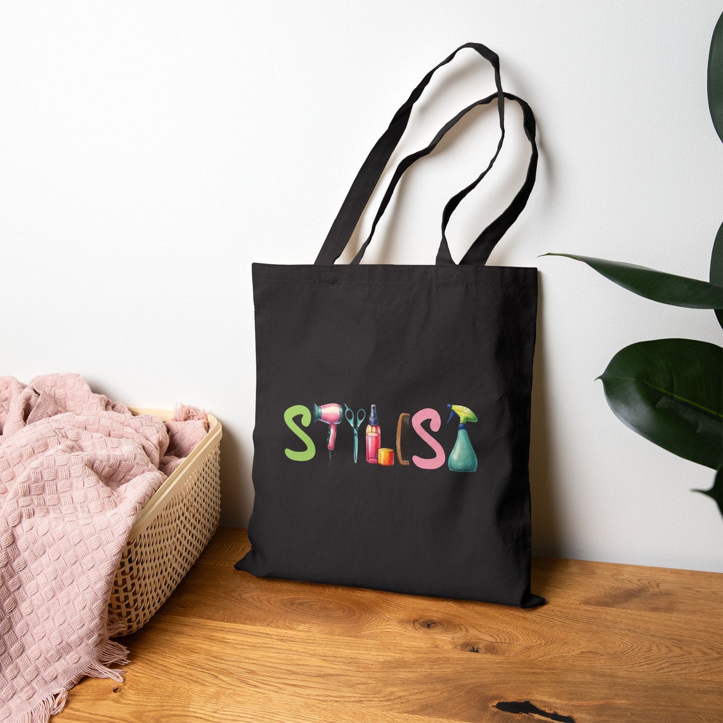Stylist Tools Canvas Tote Bag — Cute Hairdresser Cosmetic Icons