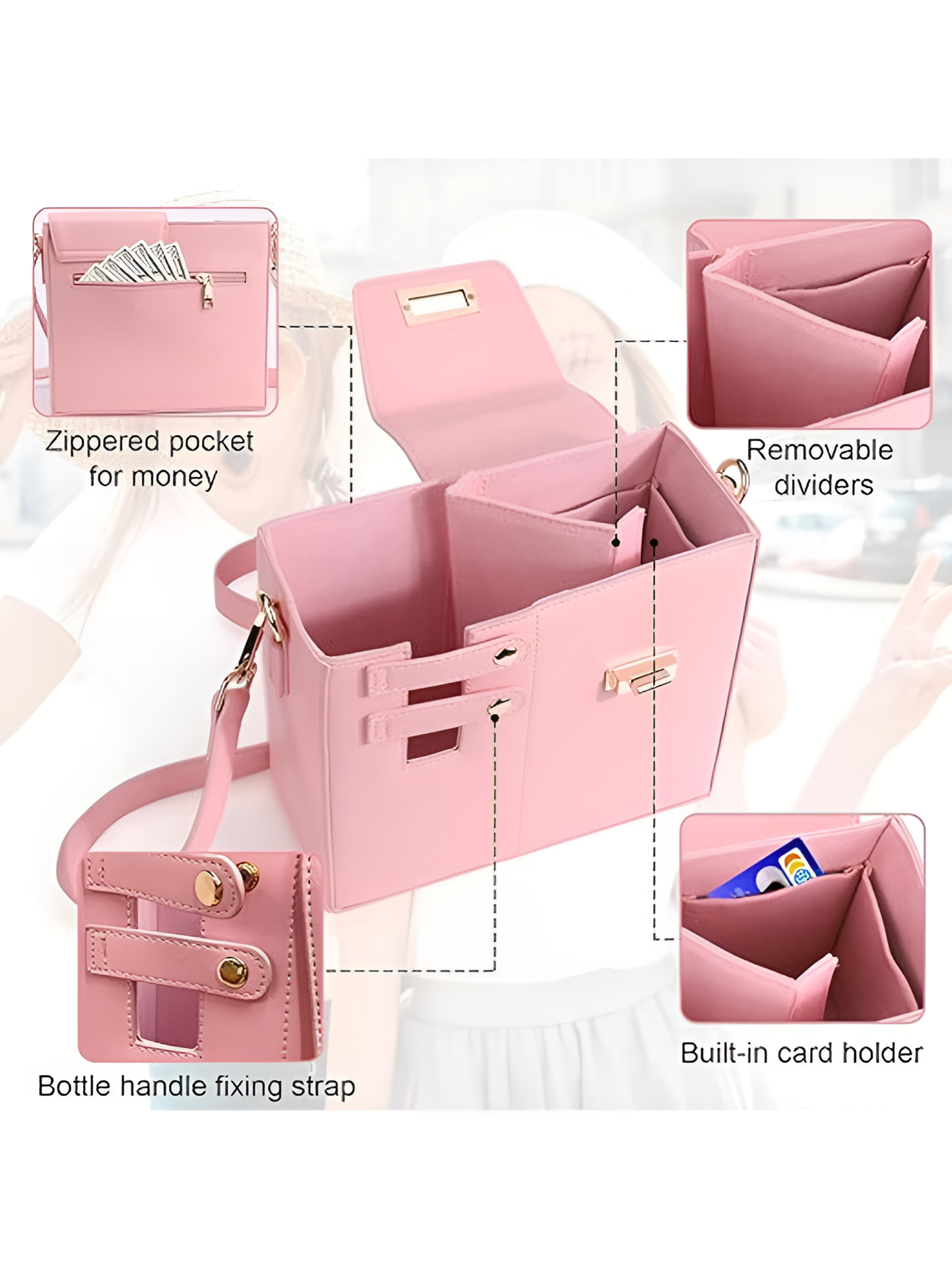 Cute Crossbody Water Bottle Holder – Portable, Hands-Free Sling Bag for Women (Fits All Bottles)