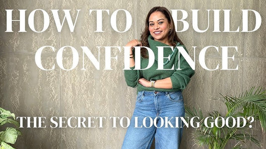 Flatlay of a confidence-boosting self-care outfit with accessories – building a mindful fashion routine for women.
