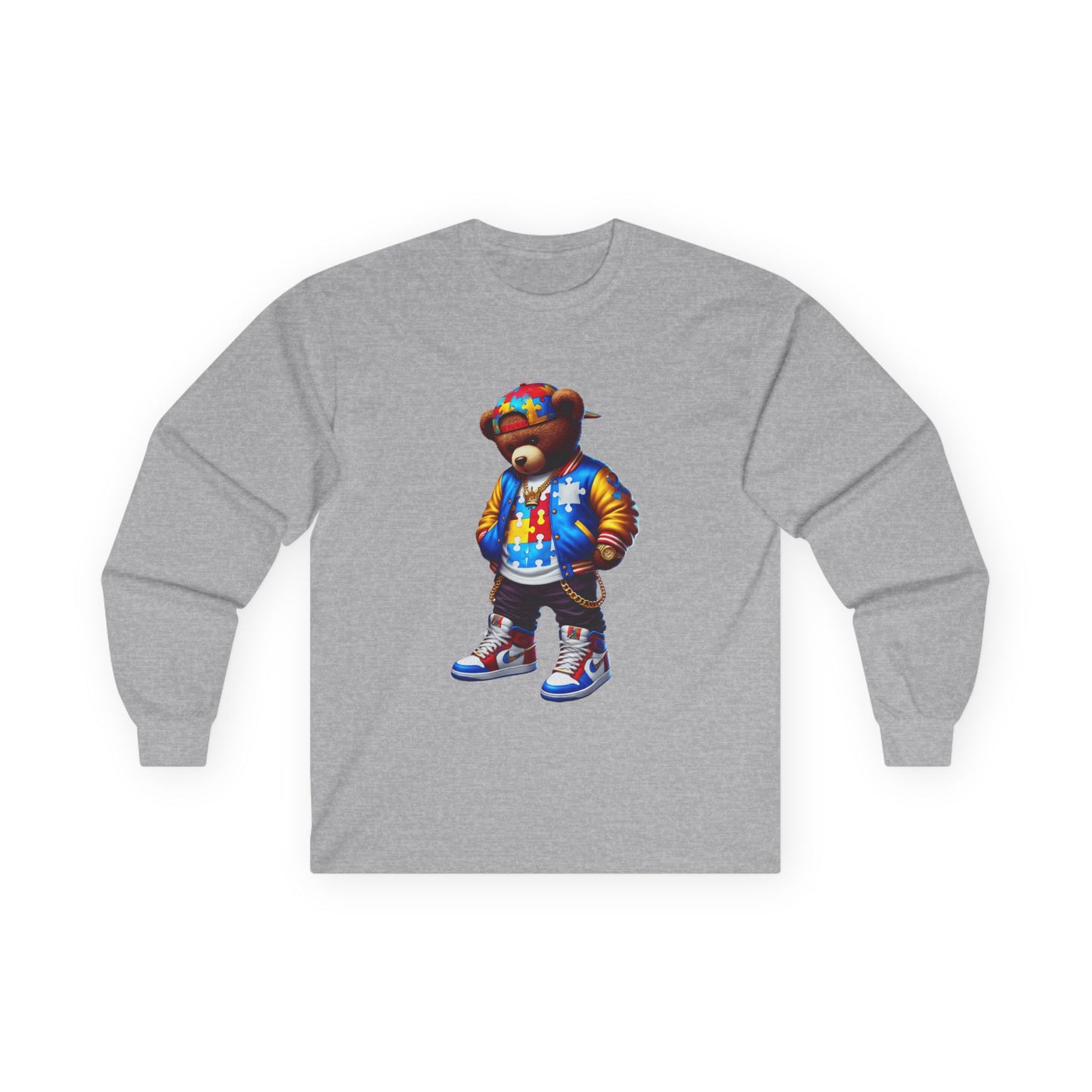 Streetwear Bear Graphic Long Sleeve Tee