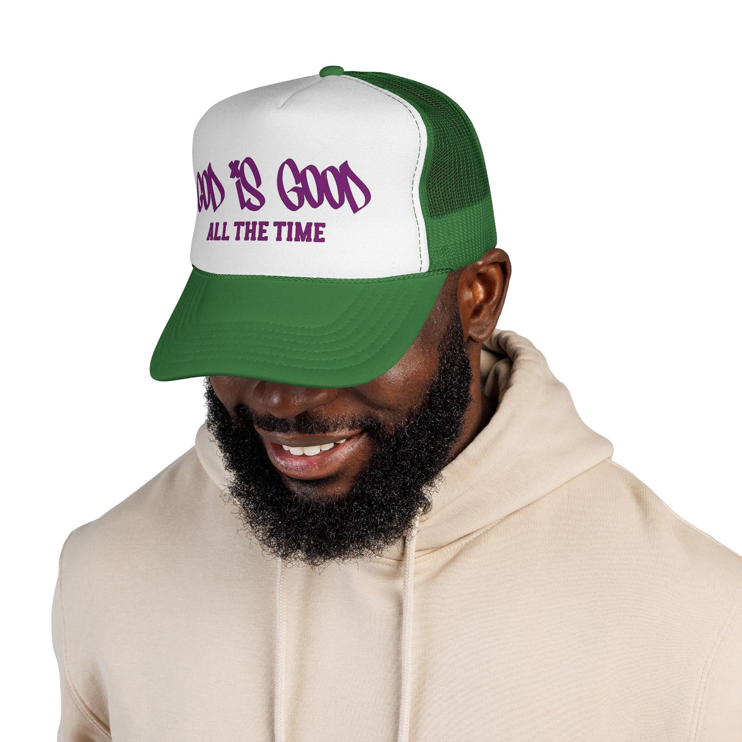 God Is Good All The Time Trucker Cap — Christian Faith Mesh Baseball Hat
