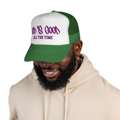 God Is Good All The Time Trucker Cap — Christian Faith Mesh Baseball Hat