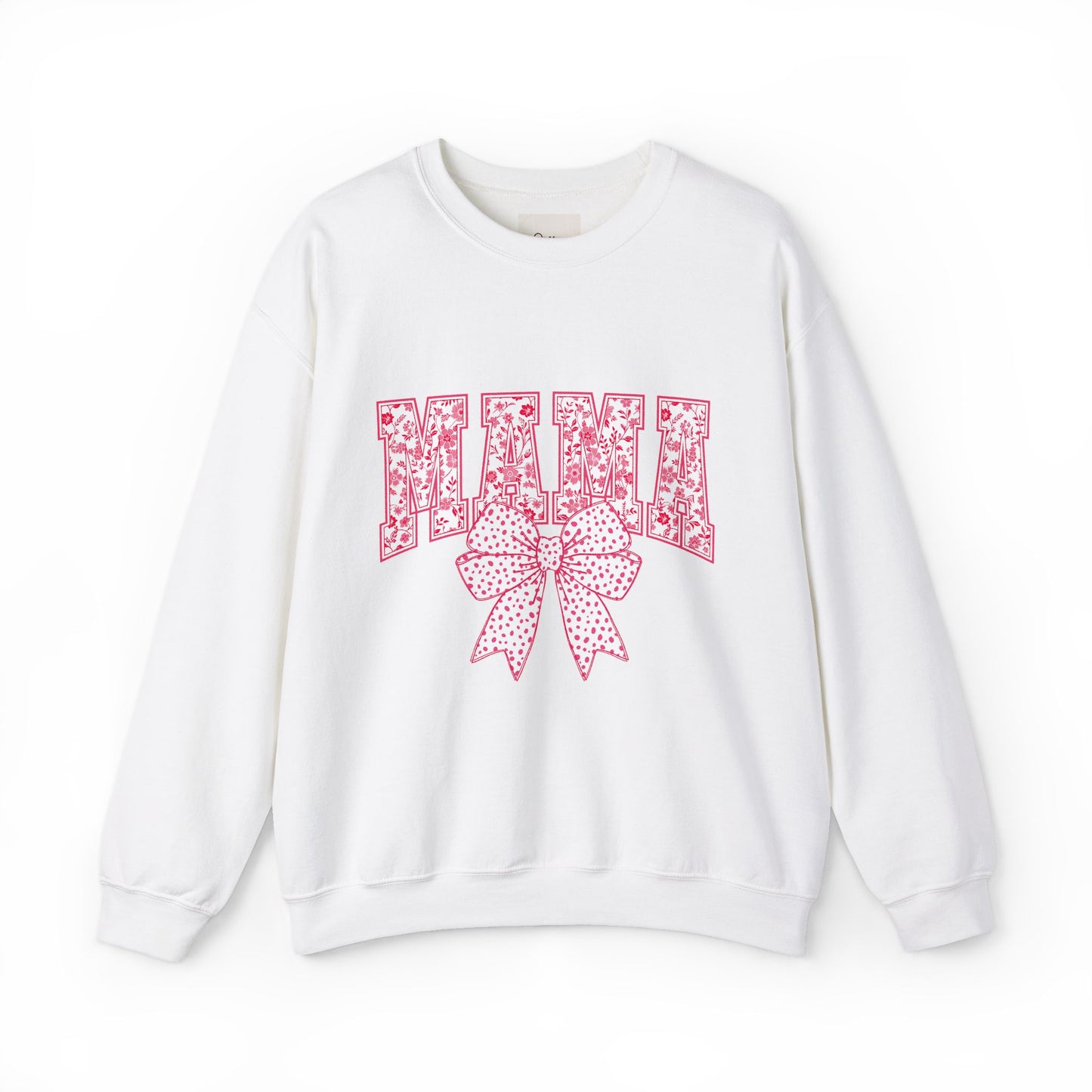 Mama Crewneck Sweatshirt — Pink Floral Bow "MAMA" Pullover for Moms