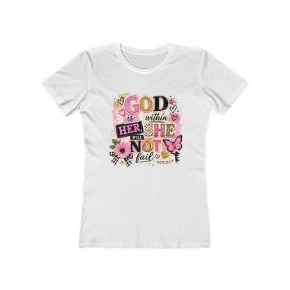 Christian Graphic Tee — "God is Within Her, She Will Not Fail" Women's Shirt