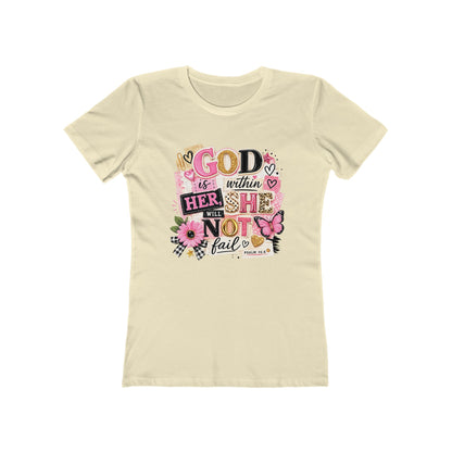 Christian Graphic Tee — "God is Within Her, She Will Not Fail" Women's Shirt