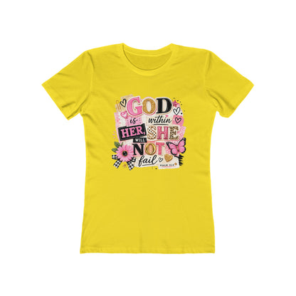 Christian Graphic Tee — "God is Within Her, She Will Not Fail" Women's Shirt