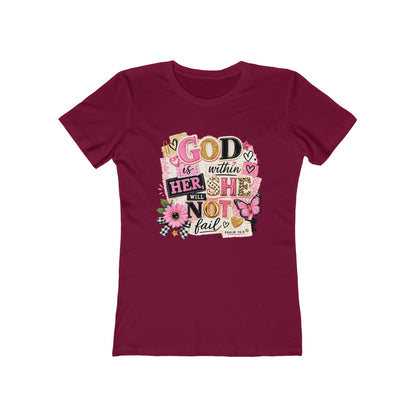 Christian Graphic Tee — "God is Within Her, She Will Not Fail" Women's Shirt