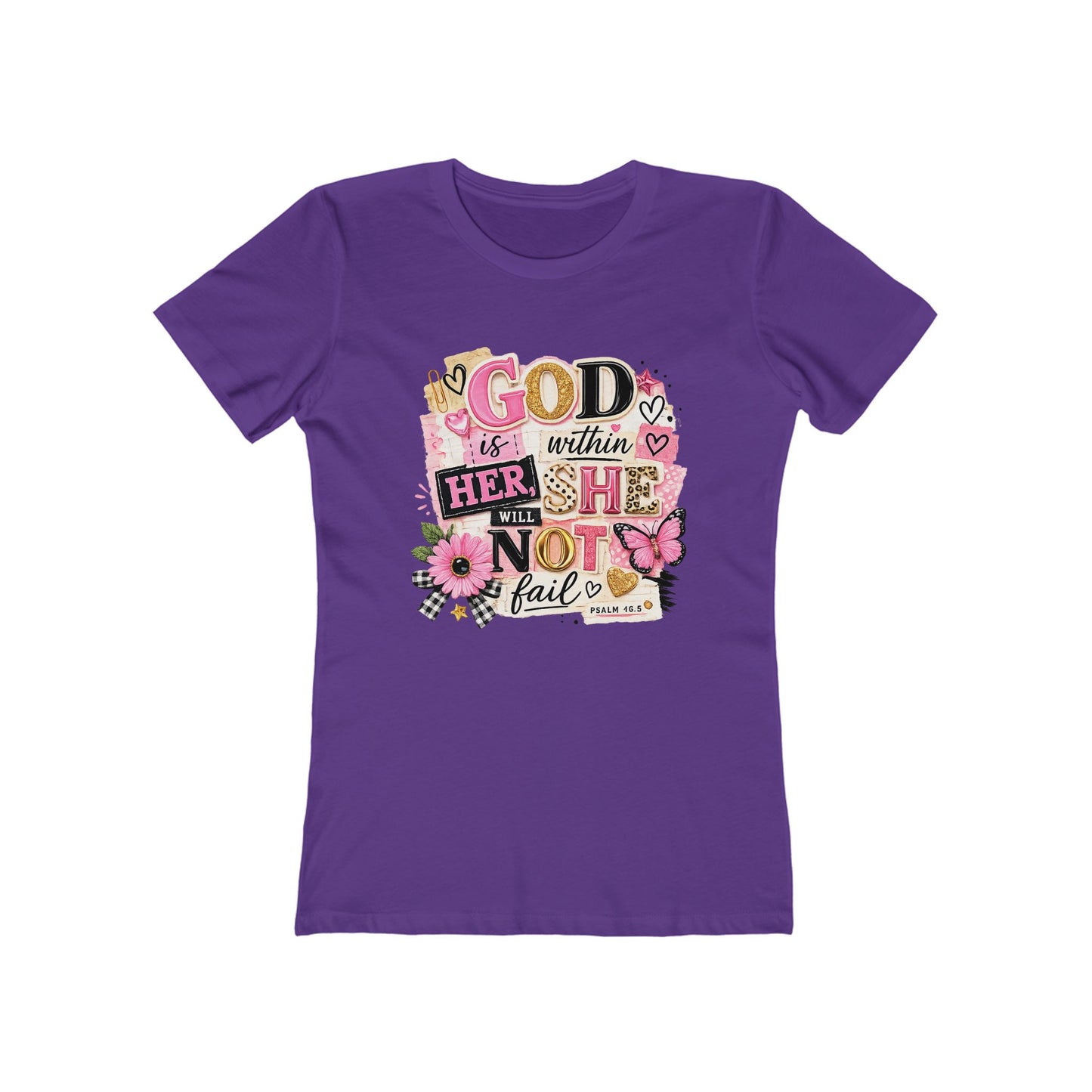 Christian Graphic Tee — "God is Within Her, She Will Not Fail" Women's Shirt