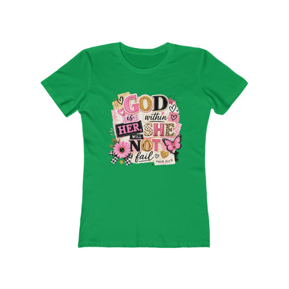 Christian Graphic Tee — "God is Within Her, She Will Not Fail" Women's Shirt