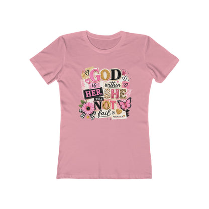 Christian Graphic Tee — "God is Within Her, She Will Not Fail" Women's Shirt