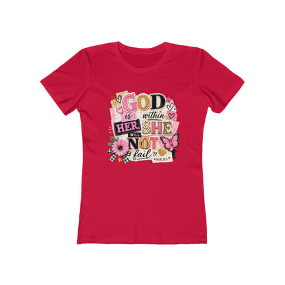 Christian Graphic Tee — "God is Within Her, She Will Not Fail" Women's Shirt