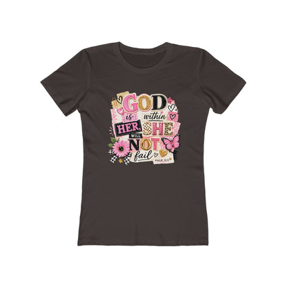Christian Graphic Tee — "God is Within Her, She Will Not Fail" Women's Shirt
