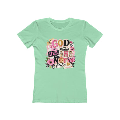 Christian Graphic Tee — "God is Within Her, She Will Not Fail" Women's Shirt