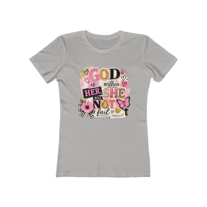 Christian Graphic Tee — "God is Within Her, She Will Not Fail" Women's Shirt