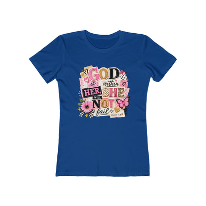 Christian Graphic Tee — "God is Within Her, She Will Not Fail" Women's Shirt
