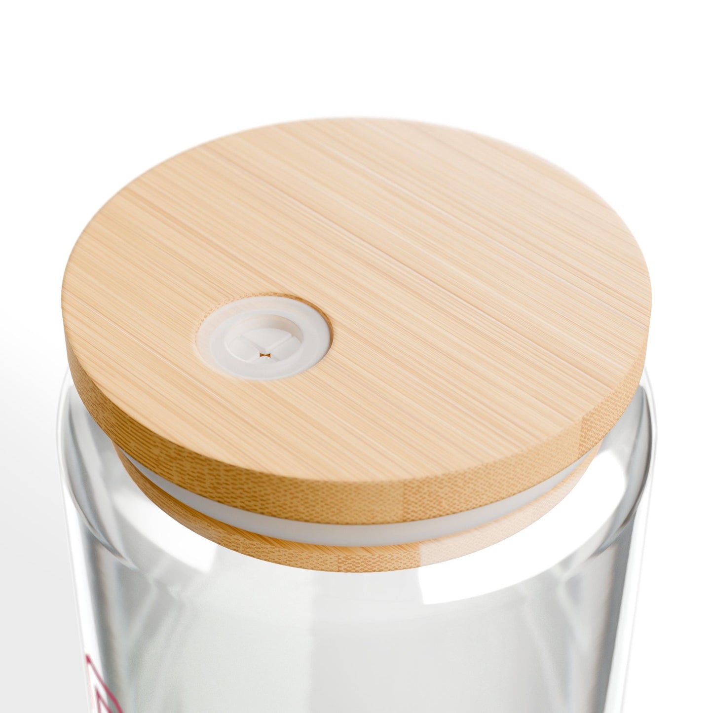 Love Pattern Sipper Glass — 16oz Clear Tumbler with Bamboo Lid & Straw
