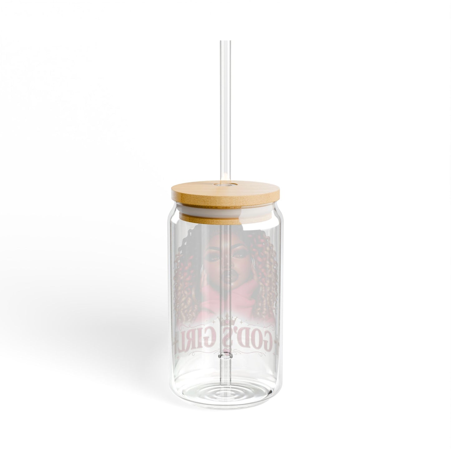 Sipper Glass — "God's Girl" Afrocentric 16oz Acrylic Tumbler with Straw