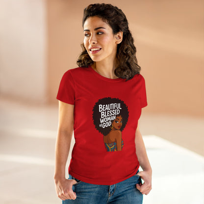 Beautiful Blessed Woman of God Tee — Women's Faith Graphic T-Shirt