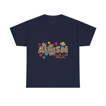 Autism Awareness T-Shirt — 'Autism: Sparking the World with Creativity' Puzzle Design