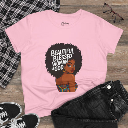 Beautiful Blessed Woman of God Tee — Women's Faith Graphic T-Shirt