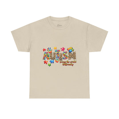 Autism Awareness T-Shirt — 'Autism: Sparking the World with Creativity' Puzzle Design
