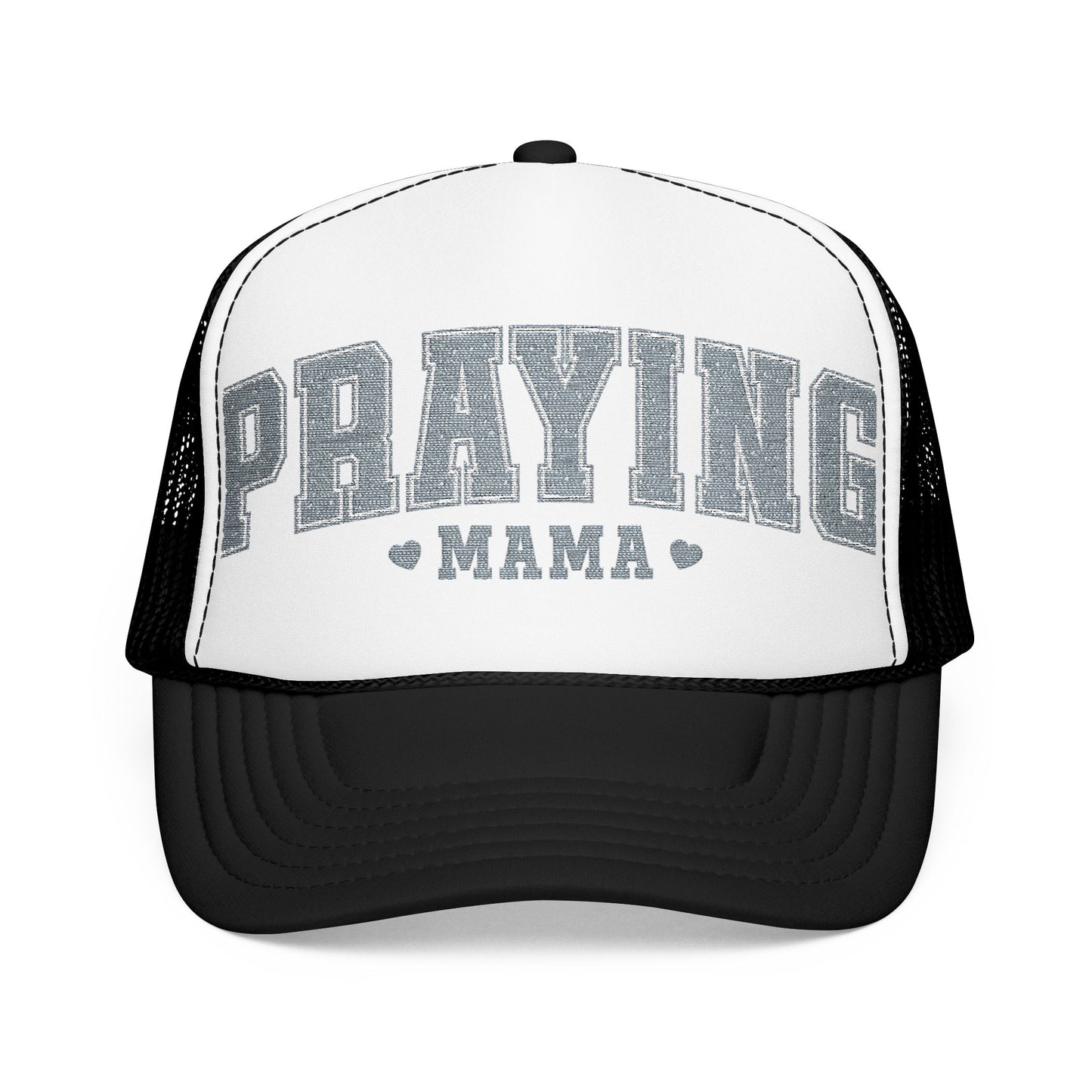 Praying Mama Foam Trucker Hat, Stylish Embroidered Cap, Gift for Moms, Summer Fashion, Casual Wear, Faith-Based Gift