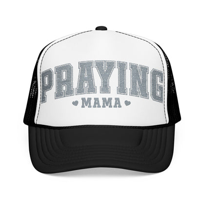 Praying Mama Foam Trucker Hat, Stylish Embroidered Cap, Gift for Moms, Summer Fashion, Casual Wear, Faith-Based Gift