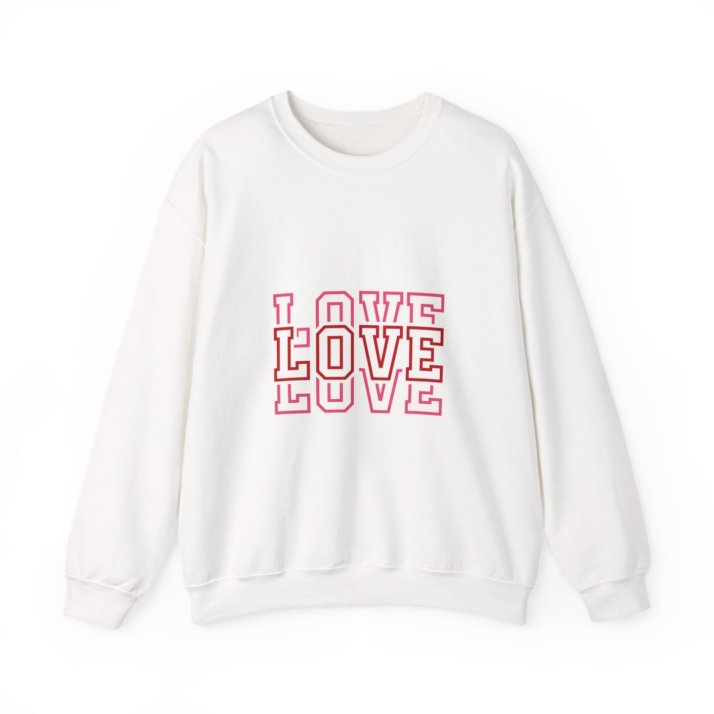 LOVE Retro Outline Crewneck Sweatshirt — Vintage Pink Layered Love Graphic