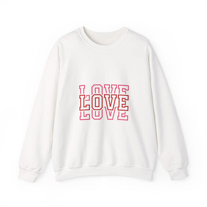 LOVE Retro Outline Crewneck Sweatshirt — Vintage Pink Layered Love Graphic