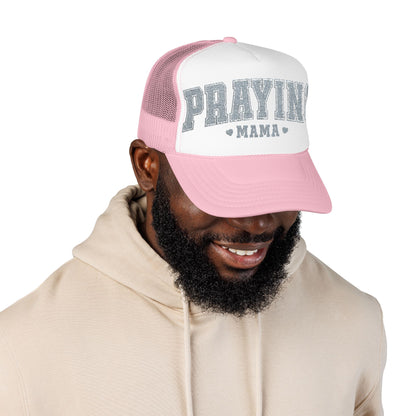 Praying Mama Foam Trucker Hat, Stylish Embroidered Cap, Gift for Moms, Summer Fashion, Casual Wear, Faith-Based Gift