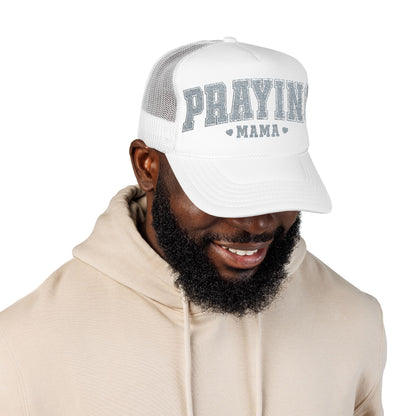 Praying Mama Foam Trucker Hat, Stylish Embroidered Cap, Gift for Moms, Summer Fashion, Casual Wear, Faith-Based Gift