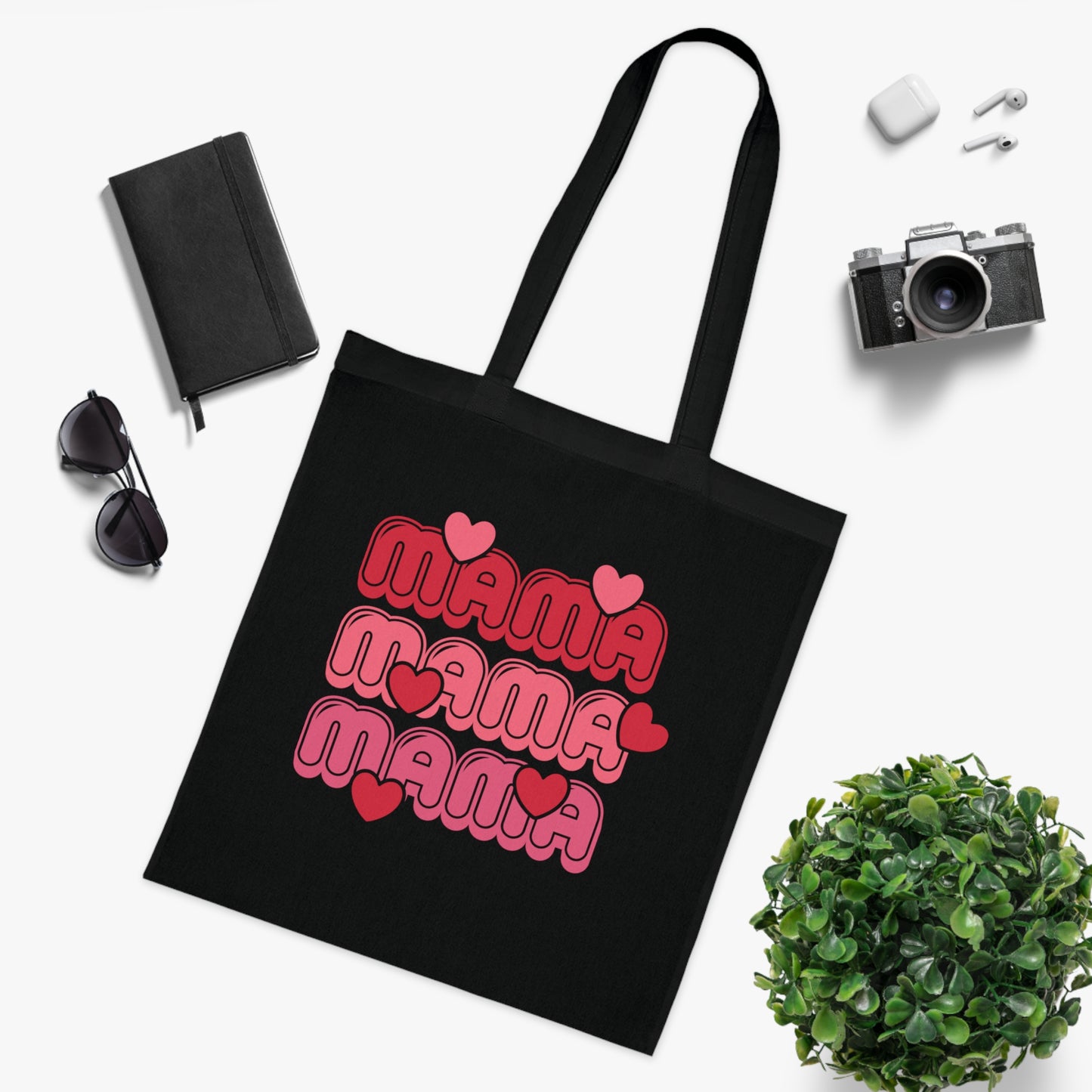 Mama Retro Hearts Cotton Tote
