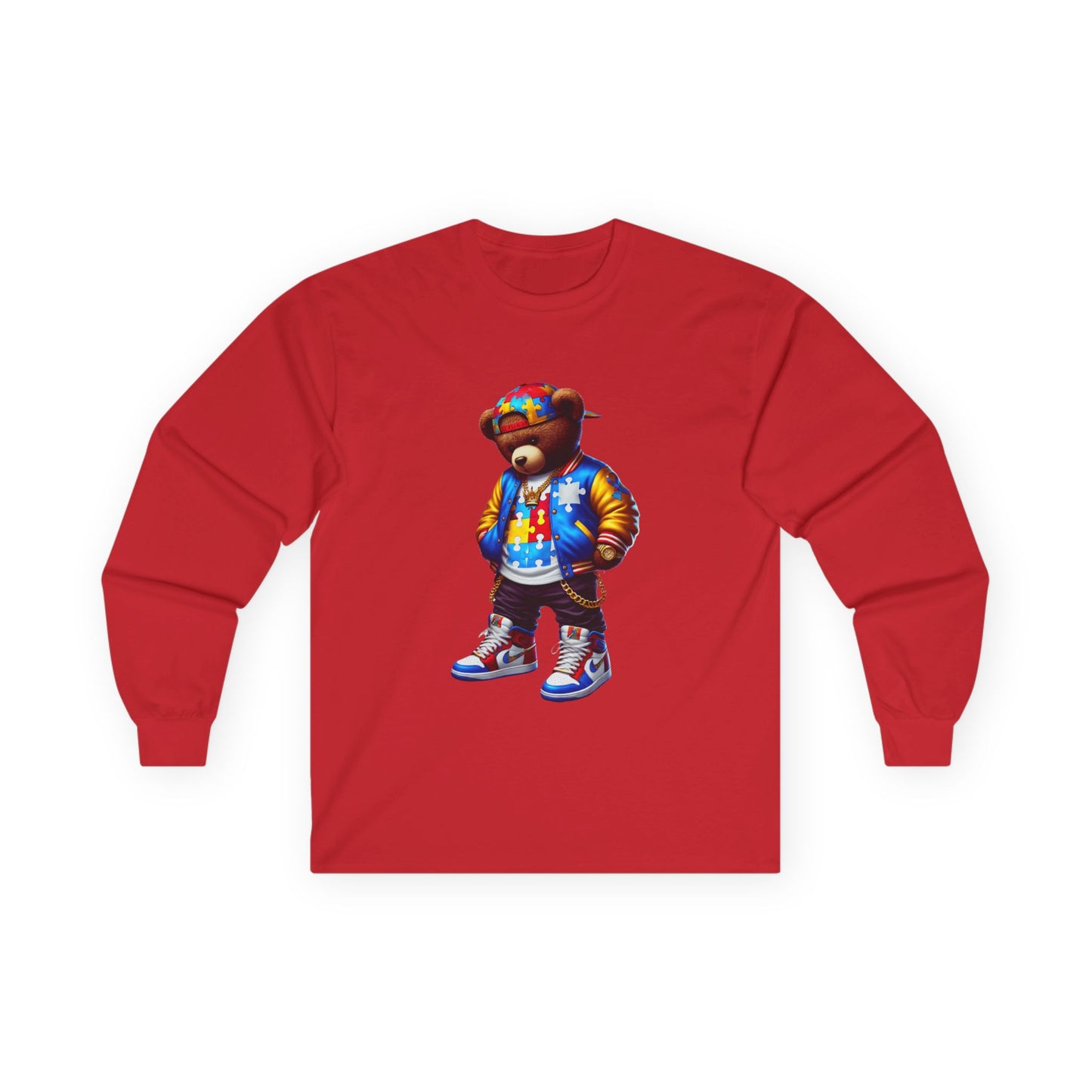 Streetwear Bear Graphic Long Sleeve Tee