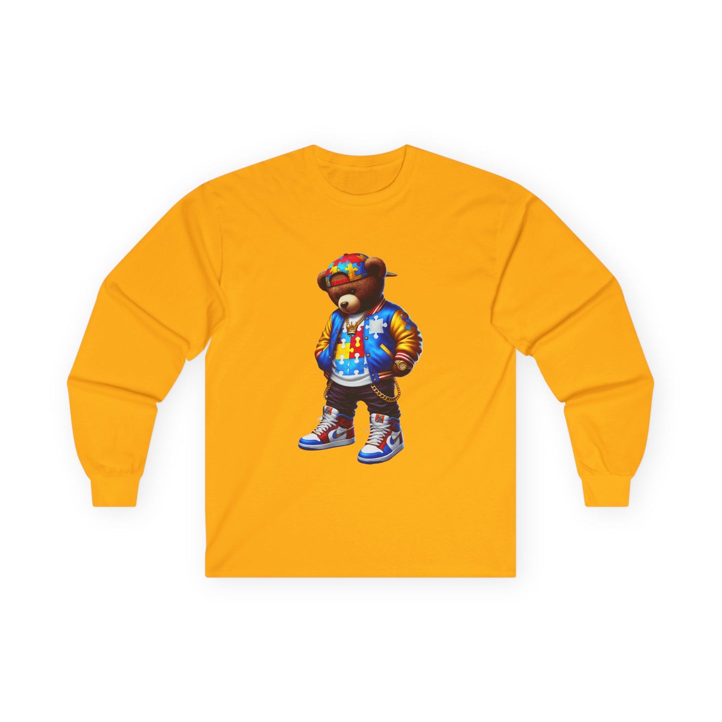 Streetwear Bear Graphic Long Sleeve Tee