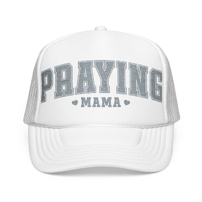 Praying Mama Foam Trucker Hat, Stylish Embroidered Cap, Gift for Moms, Summer Fashion, Casual Wear, Faith-Based Gift