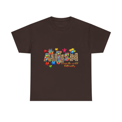 Autism Awareness T-Shirt — 'Autism: Sparking the World with Creativity' Puzzle Design