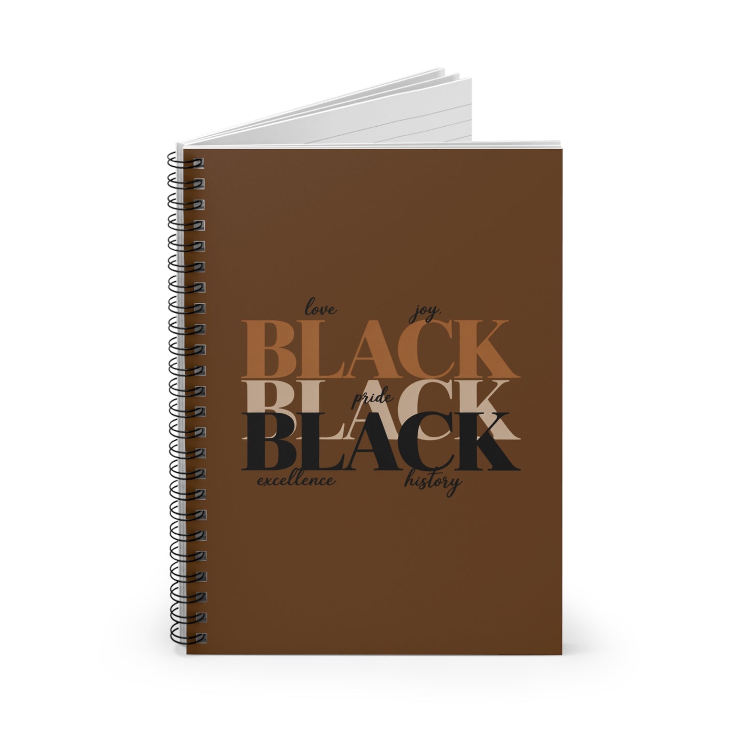 Black Pride Spiral Notebook – 'Black' Typography Ruled Journal