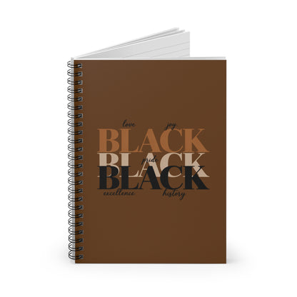 Black Pride Spiral Notebook – 'Black' Typography Ruled Journal