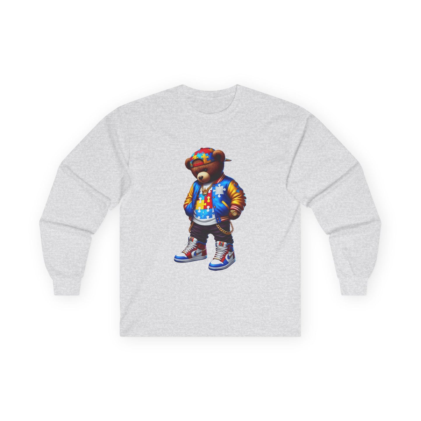 Streetwear Bear Graphic Long Sleeve Tee