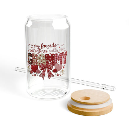 16oz Valentine Sipper Glass – “My Favorite Valentine Calls Me Grammy”