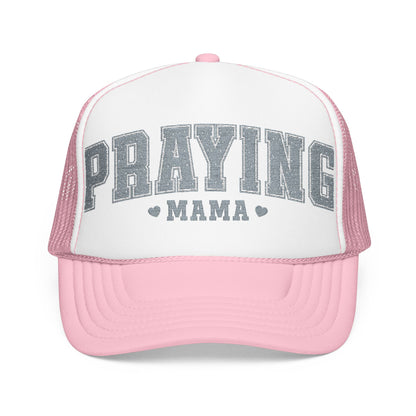 Praying Mama Foam Trucker Hat, Stylish Embroidered Cap, Gift for Moms, Summer Fashion, Casual Wear, Faith-Based Gift