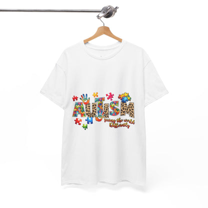 Autism Awareness T-Shirt — 'Autism: Sparking the World with Creativity' Puzzle Design