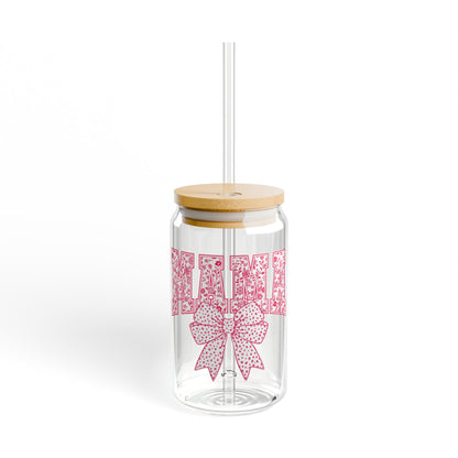 ”MAMA” 16oz Sipper Glass - Pink Bow Design